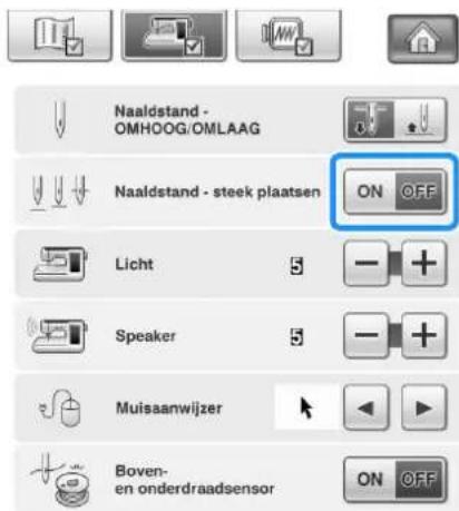 BROTHER Innov-is 1e - Zet "Naaldstand – steek plaatsen" aan of uit. - 1
