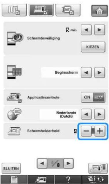 BROTHER Innov-is 1e - Druk op of op om de instelling voor de helderheid van de schermweergave aan te passen. - 1