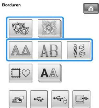 BROTHER Innov-is 1e - Druk de toets van de categorie van het patroon dat u wilt borduren. - 1