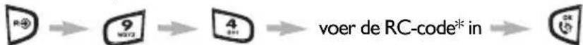 graph LR A["4"] --> B["9"] B --> C["4"] C --> D["voer de RC-code* in"] D --> E["Output"]