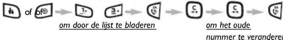 graph LR A["of of"] --> B["om door de lijst te bladeren"] B --> C["om het oude nummer te veranderen"]