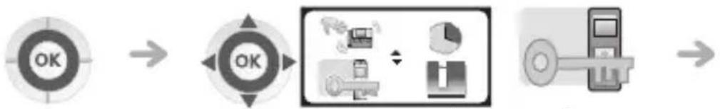 graph LR A["OK"] --> B["OK"] B --> C["Data Icon"] C --> D["Storage Icon"] D --> E["Device Icon"] E --> F["Output"]