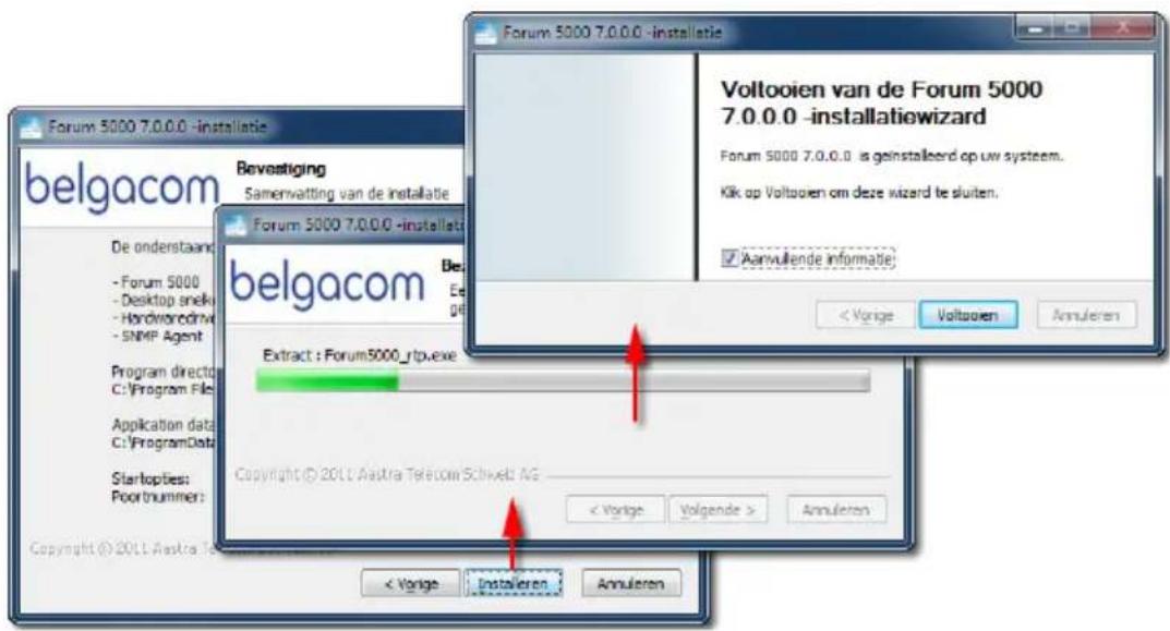 Forum 5000 7.0.0.0 -installatie Bevestiging Samenvatting van de installatie Forum 5000 7.0.0.0 -installatie bevestiging De onderstaand - Forum 5000 - Desktop sneki - Hardworddrive - SNMP Agent Program directo C:\Program Files Application data C:\ProgramData Startoptes: Poornummer: Copyright © 20LL'A…