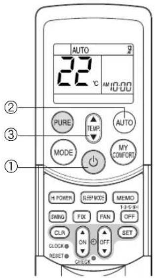 AUTO 22°C AM 10:00 PURE TEMP AUTO MODE MY CONFORT H POWER SLEEP MODE MEMO SPRING F/X FAN OFF CLR ON OFF SET CLOCK RESET CHECK