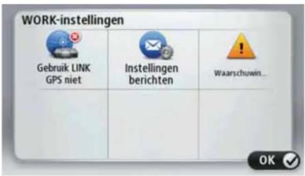 WORK-instellingen Gebruik LINK GPS niet Instellingen berichten Waarschuwin...