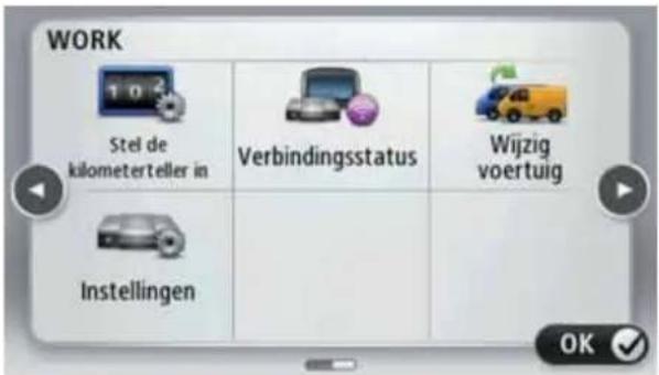 WORK Stel de kilometerteller in Verbindingsstatus Wijzig voertuig Instellingen
