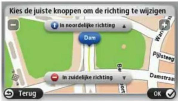 Kies de juiste knoppen om de richting te wijzigen In noordelijke richting ▲ Dam In zuidelijke richting ▼ Terug OK