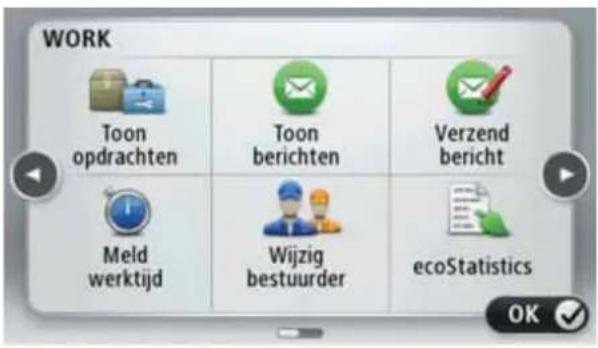 WORK Toon opdrachten Toon berichten Verzend bericht Meld werktijd Wijzig bestuurder ecoStatistics OK