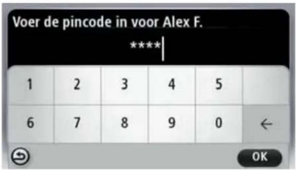 Voer de pincode in voor Alex F. ****| 1 2 3 4 5 6 7 8 9 0 ← OK