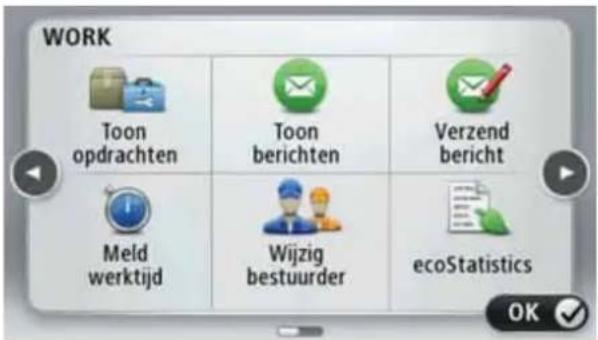 WORK Toon opdrachten Toon berichten Verzend bericht Meld werktijd Wijzig bestuurder ecoStatistics