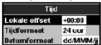 Tijd Lokale offset +00:00 Tijdformaat 24 uur Datumformaat dd/MMM/jj