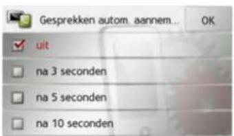 Gesprekken autom. aannem... OK ✓ uit □ na 3 seconden □ na 5 seconden □ na 10 seconden