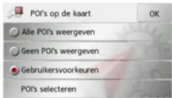 POI's op de kaart Alle POI's weergeven Geen POI's weergeven Gebruikersvoorkeuren POI's selecteren