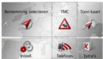 Bestemming selecteren TMC Toon kaart Instell. Telefoon Extra's