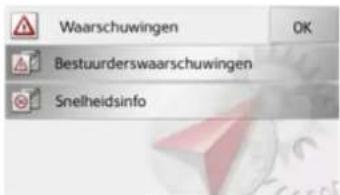 Waarschuwingen Bestuurderswaarschuwingen Snelheidsinfo