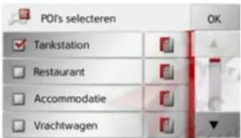 POI's selecteren OK Tankstation Restaurant Accommodatie Vrachtwagen