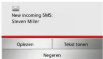 New incoming SMS: Steven Miller Oplezen Tekst tonen Negeren