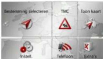 Bestemming selecteren TMC Toon kaart Instell. Telefoon Extra's