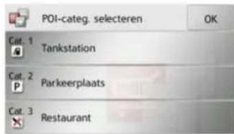 POI-categ. selecteren OK Cat. 1 Tankstation Cat. 2 Parkeerplaats Cat. 3 Restaurant