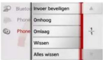 Bluetooth Phone Phone Invoer beveiligen Omhoog Omlaag Wissen Alles wissen 1/1