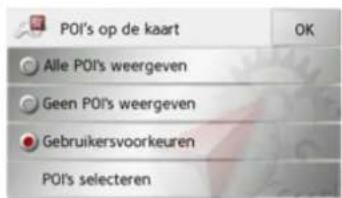 POI's op de kaart Alle POI's weergeven Geen POI's weergeven Gebruikersvoorkeuren POI's selecteren