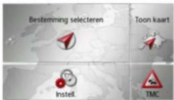 Bestemming selecteren Toon kaart Instell. TMC