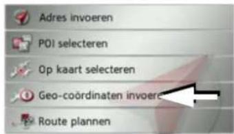 Adres invoeren POI selecteren Op kaart selecteren Geo-coördinaten invoeren Route plannen