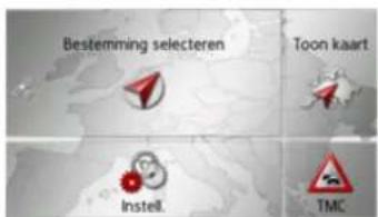 Bestemming selecteren Toon kaart Instell. TMC
