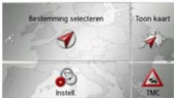 Bestemming selecteren Toon kaart Instell. TMC