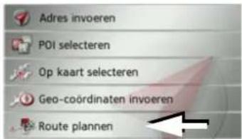 Adres invoeren POI selecteren Op kaart selecteren Geo-coördinaten invoeren Route plannen