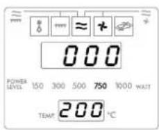 000 POWER LEVEL 150 300 500 750 1000 WAIT TEMP: 200 °C