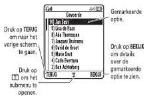 Druk op TERUG om naar het vorige scherm te gaan. Druk op □ om het submenu te openen. Generatie 1. Ulaa de Haas 2. Alaa Tharmonze 3. Jacques Brunnan 4. Danid de Goort 5. Marie Doxt 6. Corte Evertene 7. Back Achterberg TERUG BELUK Gemarkerde optie. Druk op BELUK om details over de gemarkerde optie te zien.