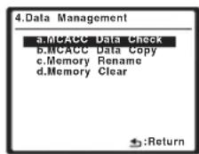 PIONEER VSX-LX50 - Selecteer 'MCACC Data Check' in het instelmenu Data Management. - 1
