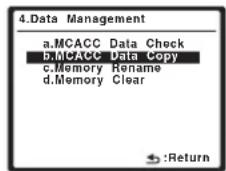 PIONEER VSX-LX50 - Selecteer 'MCACC Data Copy' in het instelmenu Data Management. - 1
