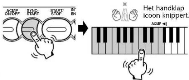 ACMP ON/OFF SYNC- START START/ STOP IN EN Het handklap icon knippert. ACMP