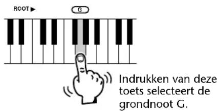 ROOT G Indrukken van deze toets selecteert de grondnoot G.