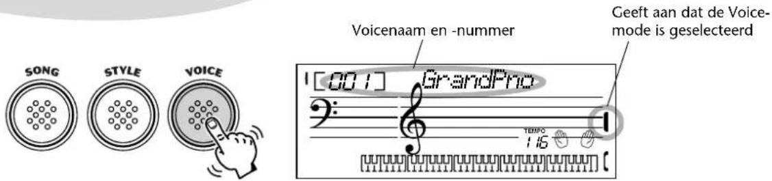 SONG STYLE VOICE Voicenaam en -nummer Geeft aan dat de Voice- mode is geselecteerd [001] GrandPro 2: TEMPO 1:6
