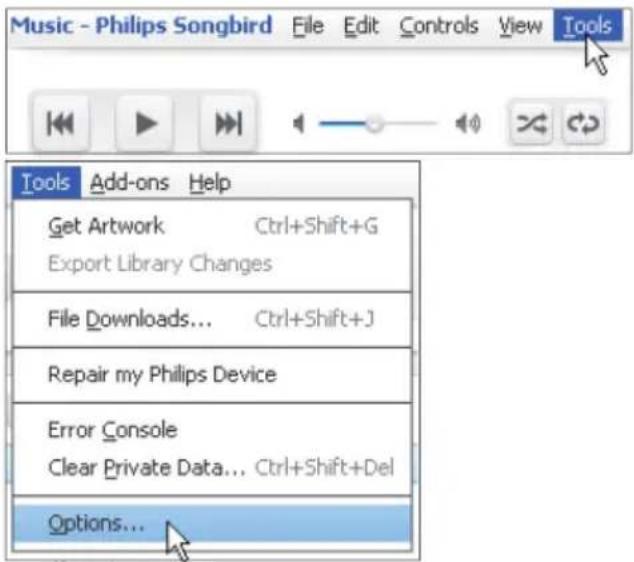 PHILIPS GoGear SA2SONGBIRD - iTunes-mediamap instellen - 1