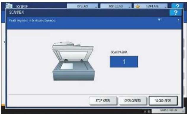 KOPIE OPSLAG INSTELING TEMPLATE SCANNEN Plants segnaden in de document viewer SET 1 SCAN PAGNA 1 STOP OPOR OPOR GEREED VLGNID AFDR 11:50 TAKSSTATUS