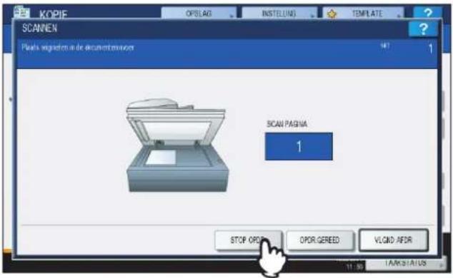 XOPFIE OFFSLAG INSTELLING TEMPLATE SCANEN Platts stigeaten in de documentenauer 147 1 SCAN PAGNA 1 STOP OPEN OPER GERED VLOGID AFDR 11:30 I AM 31 AUS