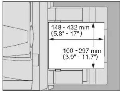 148 - 432 mm (5.8" - 17") 100 - 297 mm (3.9" - 11.7")
