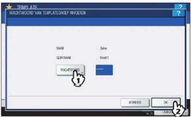TEMPLATE WACHTWORD VAN TEMPLATEGROEP INVOCEREN NAAM : Sales GER.NAAM : User01 WACHTWORD ATBREKEN OK 16.21 1/AKS