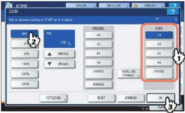 ZOOM Disk to illustrate installing up START on af te maken AMS 250% 58% 100% 200% 400% FOTOZOOM AMS 100 % ONMOOG ONLAAG ORIGNEEL A4 A3 B4 A5 OVERGE GEMENGO KORE A4 A3 B4 A5 OVERGE INSTALLING FORMAAT FOTZOOM RESET AFBREKEN OK 12:39 1APP