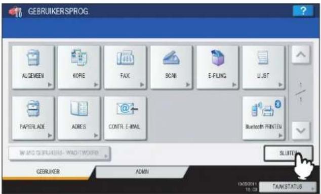 GEBRUIKERSPROG ALGEMEN KORE FAX SCAN E-FLING LIST PAPERLADE ADRES CONTR. E-MAL Bluetooth PRINTED WJAG GEGRUKERS - WINDYMOORE SLUTE GERIKER ADMIN 0002011 10:39 TANKSTATUS
