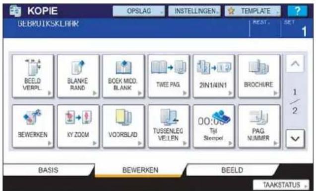 KOPIE GEBRUITSKSLHHR OPSLAG INSTELLINGEN... TEMPLATE BEELED VERPL. BLANKE RAND BOEK MIDD. BLANK TIMEE PAG 2IN1/4IN1 BROCHURE BEWERKEN KY ZOOM VOORBLAD TUSSENLEG VELEN 00:00 Tijd Stempel PAG NUMMER BASIS BEWERKEN BEELD TAAKSTATUS