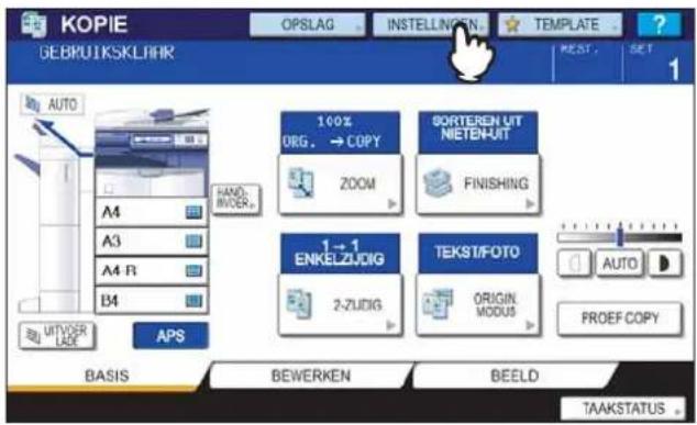 KOPIE GEBKUTKSKLHHR OPSLAG INSTALLING TEMPLATE ? REST SET AUTO A4 A3 A4 R B4 HAND BIVER 100% ORG. → COPY ZOOM SORTEREN UIT NIETENUT FINISHING 1→1 ENKELZUDIG 2-ZUDIG TEKST/FOTO ORIGIN MODUS AUTO PROEF COPY AUTVOSR LAD APS BASIS BEWERKEN BEELD TAAKSTATUS