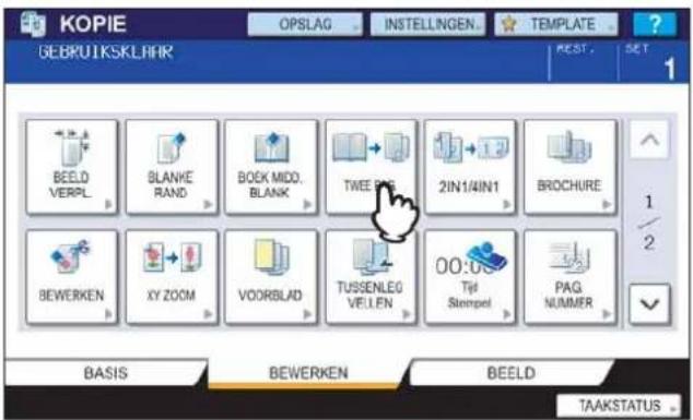 KOPIE GEBRU IKSKLHR OPSLAG INSTELLINGEN... TEMPLATE BEELED VERPL BLANKE RAND BOEK MIDD, BLANK TWEE RAG 2IN1/4IN1 BROCHURE BEWERKEN XY ZOOM VOORBLAD TUSSENLEG VEILEN 00:00 Tijd Stempel PAG NUMMER BASIS BEWERKEN BEELD TAAKSTATUS