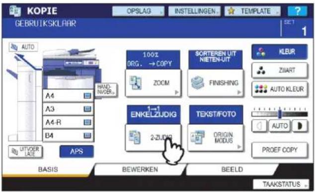 KOPIE GEBRUJKSKLAAR OPSLAG INSTELLINGEN TEMPLATE SET AUTO A4 A3 A4-R B4 HAND INVER APS 100% ORG. → COPY SORTEREN UIT NIETEN-UIT ZOOM FINISHING KLEUR ZUART AUTO KLEUR 1→1 ENKELZJDIG 2-ZUDIG TEKST/FOTO ORIGIN MODUS AUTO PROEF COPY BASIS BEWERKEN BEELD TAAKSTATUS