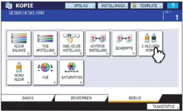 KOPIE GEBRUTSKLAAR OPSLAG INSTELLINGEN TEMPLATE ? 1 KLEUR BALANCE RGB AFSTELLING SNEL KEUZE INSTELLING ACHTERGR. INSTELLING SCHERPTE 2 KLEUREN KOPIE MONO KLEUR HUE SATURATION BASIS BEWERKEN BEELD TAAKSTATUS