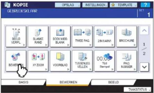 KOPIE GEBRUIKSKLAAR OPSLAG INSTELLINGEN TEMPLATE BEELED VERPL BLANKE RAND BOEK MIDD. BLANK TWEE PAG. 2IN1/4IN1 BROCHURE BEWERKEN XY ZOOM VOORBLAD TUSSENLEG VELLEN 00:00 Tijd Stempel PAG NUMMER BASIS BEWERKEN BEELD TAAKSTATUS